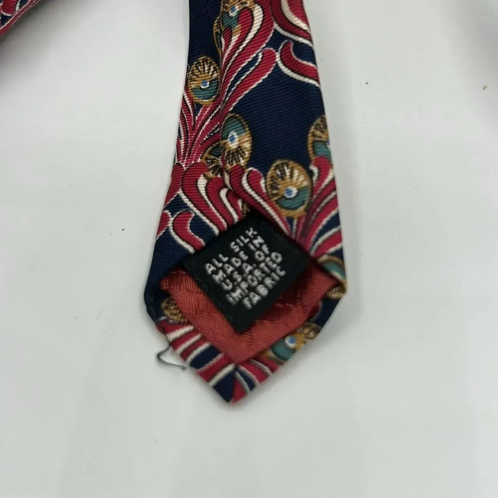 Dior Monsieur Red and Blue Silk Tie with Geometric Pattern